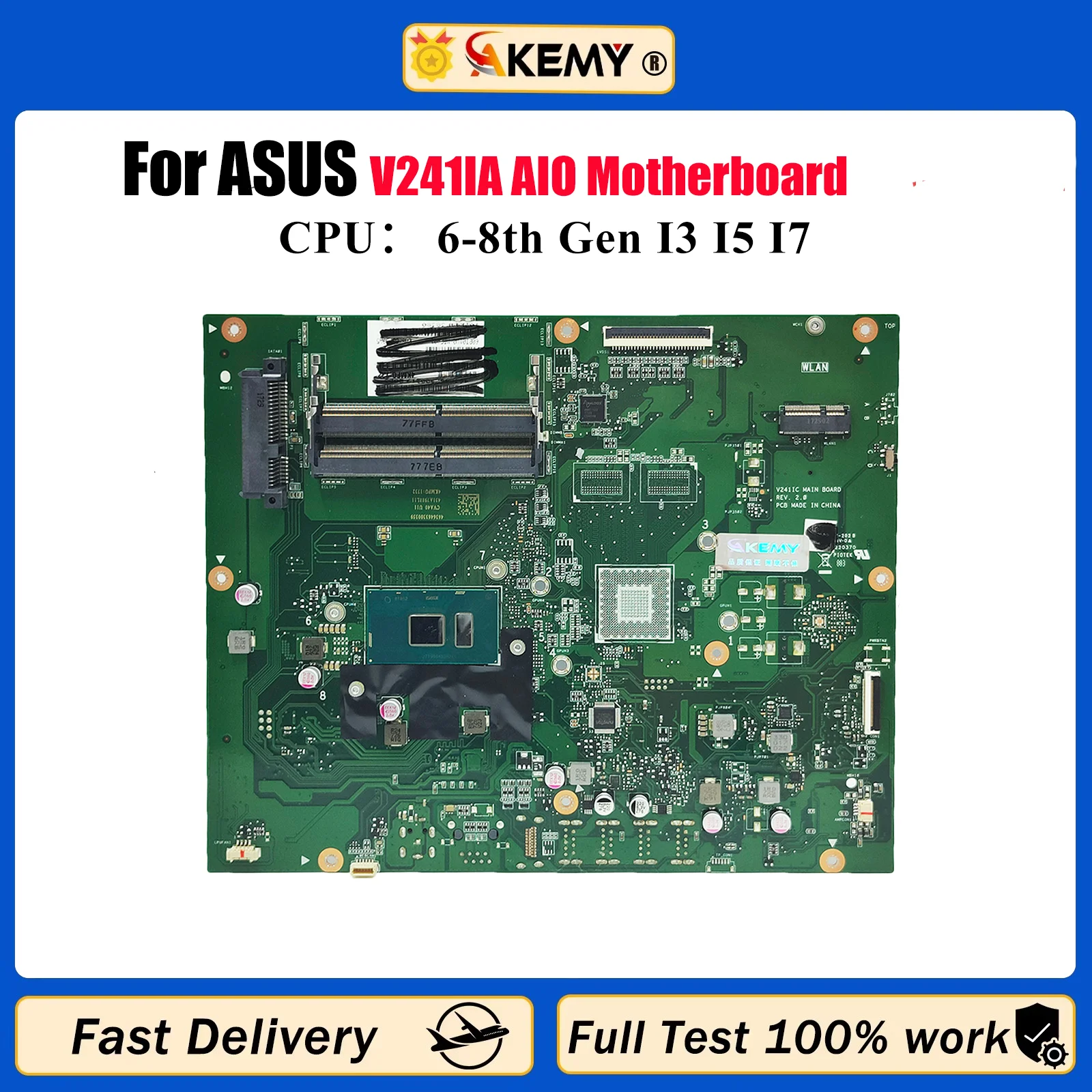 

Материнская плата V241IA для ASUS Vivo AiO V241I V241IA V241IC V241ICR, материнская плата с процессором I3 I5 I7, 100% тест, ОК, быстрая доставка, stk