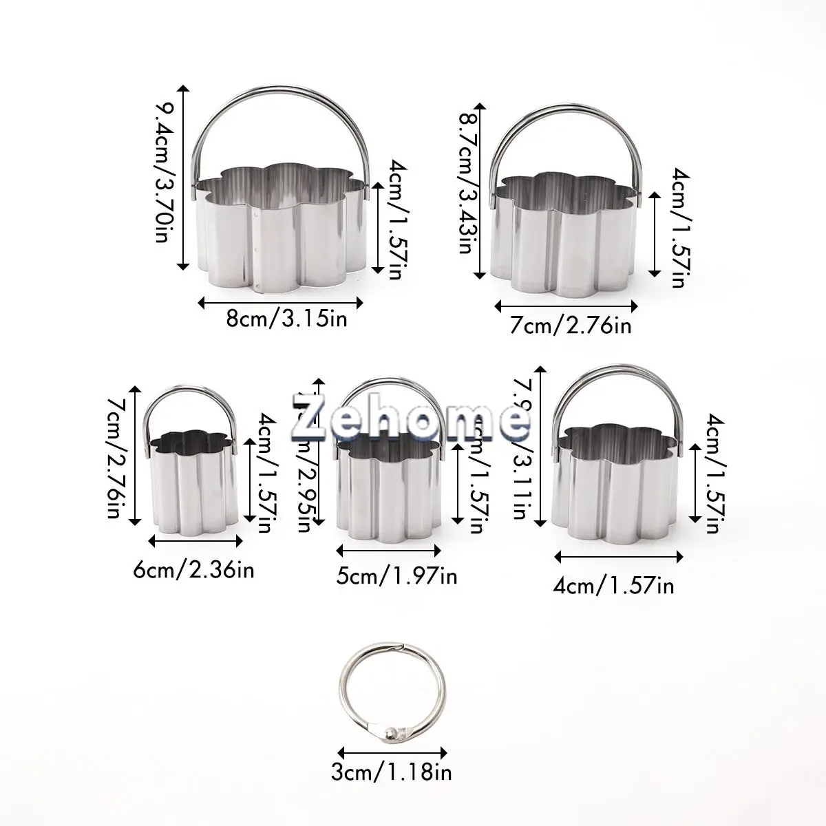 Stainless steel flower cookie mold with handle, household cookie cutting mold, fondant cookie cake baking tool set