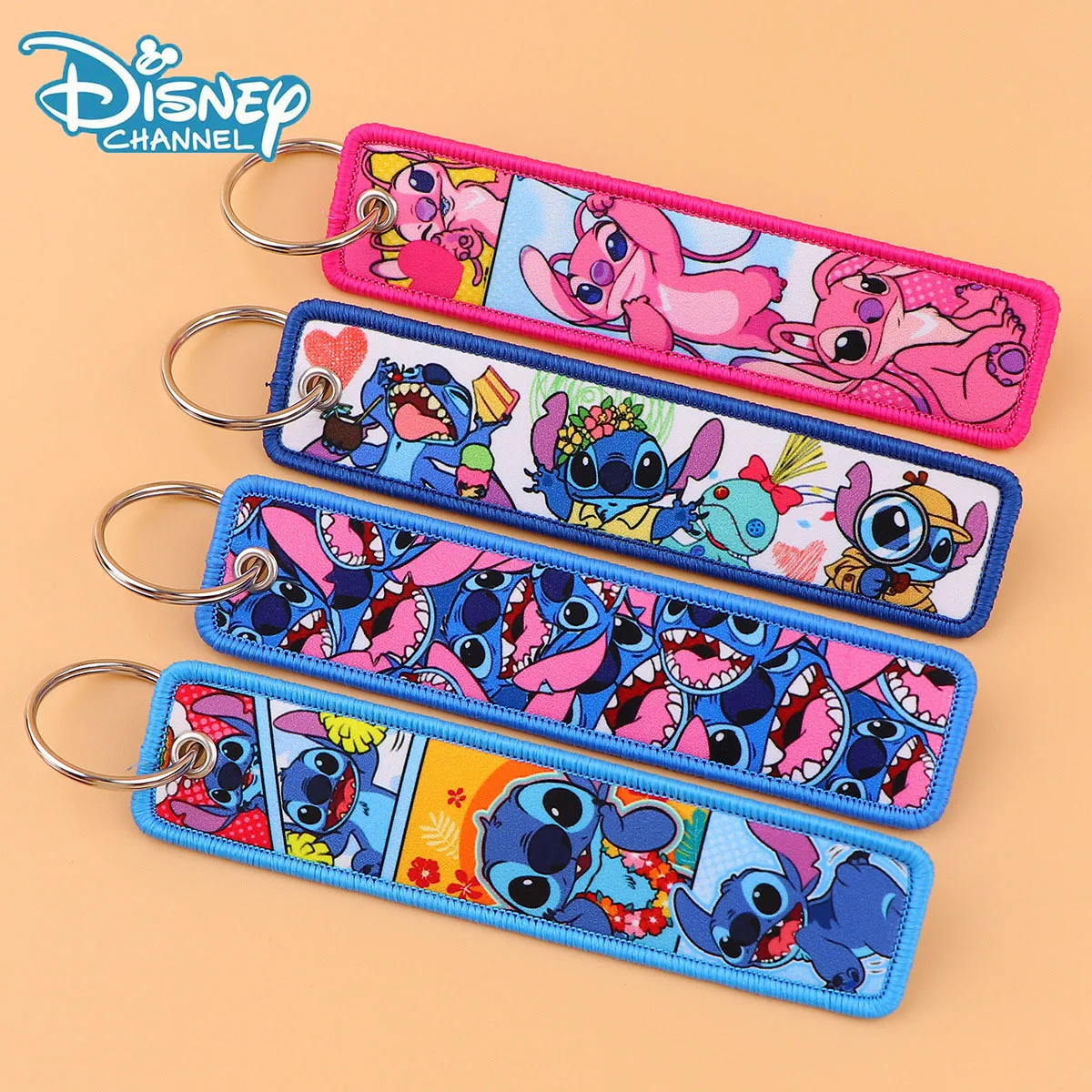 

Hot Disney Lilo Baby Woven Fabric Key Chain Cartoon Peripheral Stitch Lanyard Office Certificate Gifts Key Chain Accessories