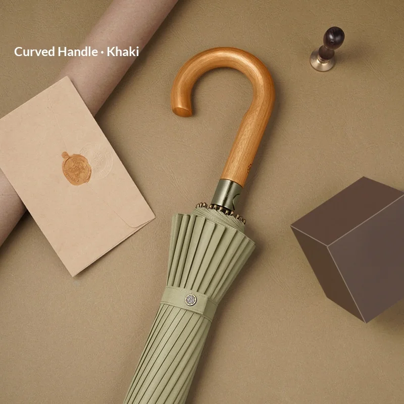 

Ветрозащитный зонт с 24 спицами, деревянной изогнутой ручкой, полуавтоматический, штормоустойчивый, для бизнеса и путешествий, солнцезащитный зонт, пляжный зонт