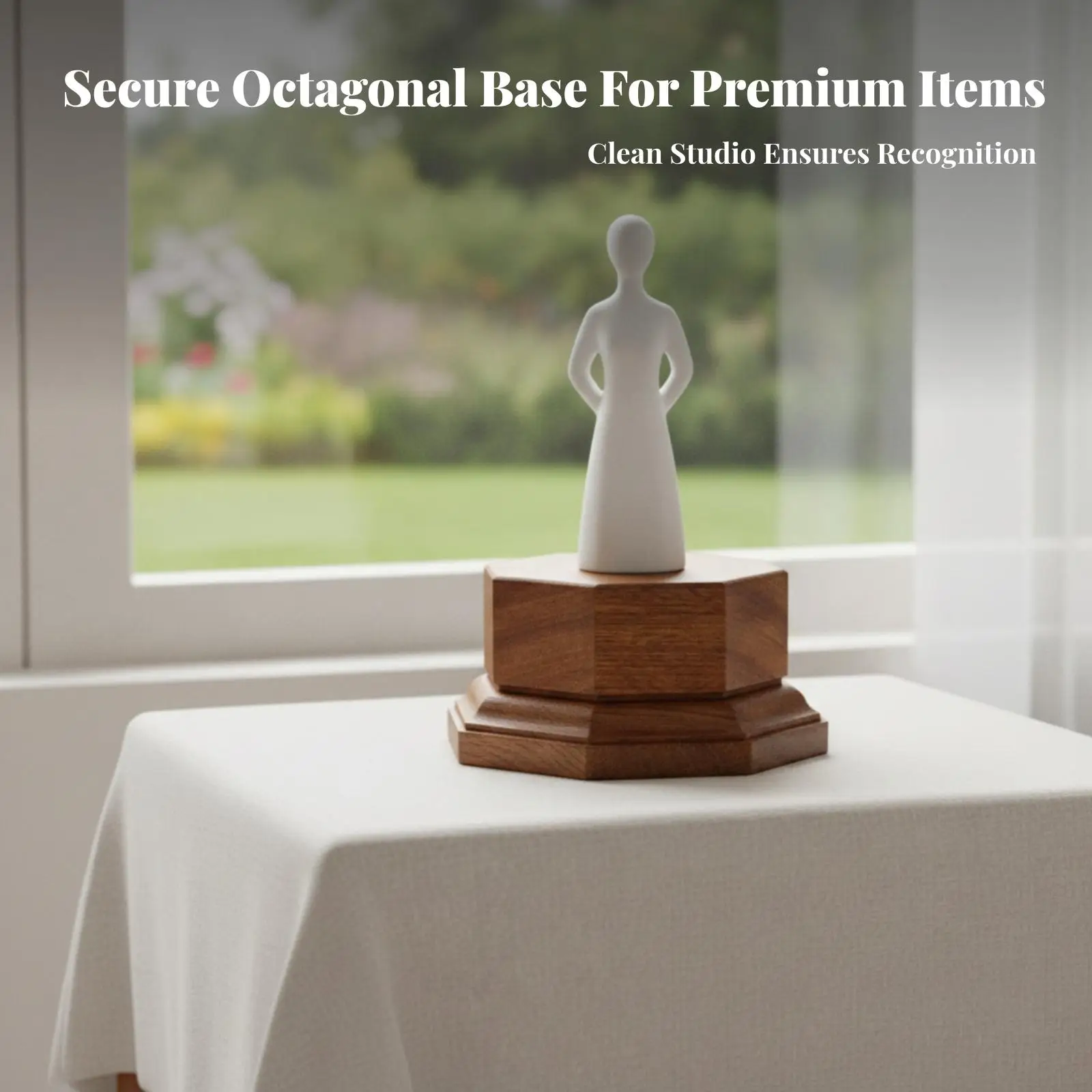 Octagonal Wood Display Pedestal | Stepped Two-Tier Construction, Stable Flat Bottom, Wood Display Stand, for Tabletop