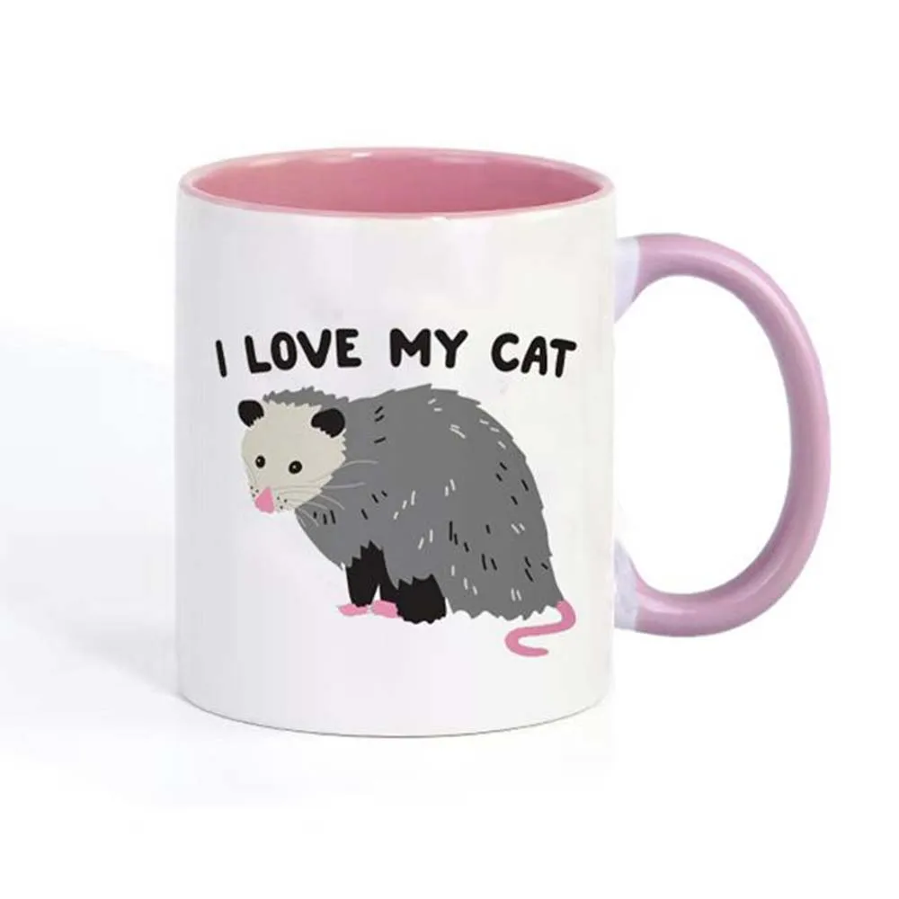 I Love My Cat Coffee Mug, Opossum Mugs, Coffeeware, Drinkware, Teaware, Tableware Friends Gifts, Tea Cup, Whiskey, Beer Mugs