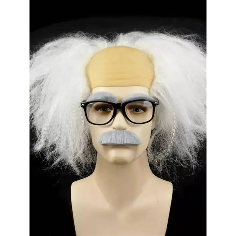 

Funny Wig Explosion, Scientific Weirdo Mediterranean Funny Prank Halloween Bald Outfit costume props holiday costumes