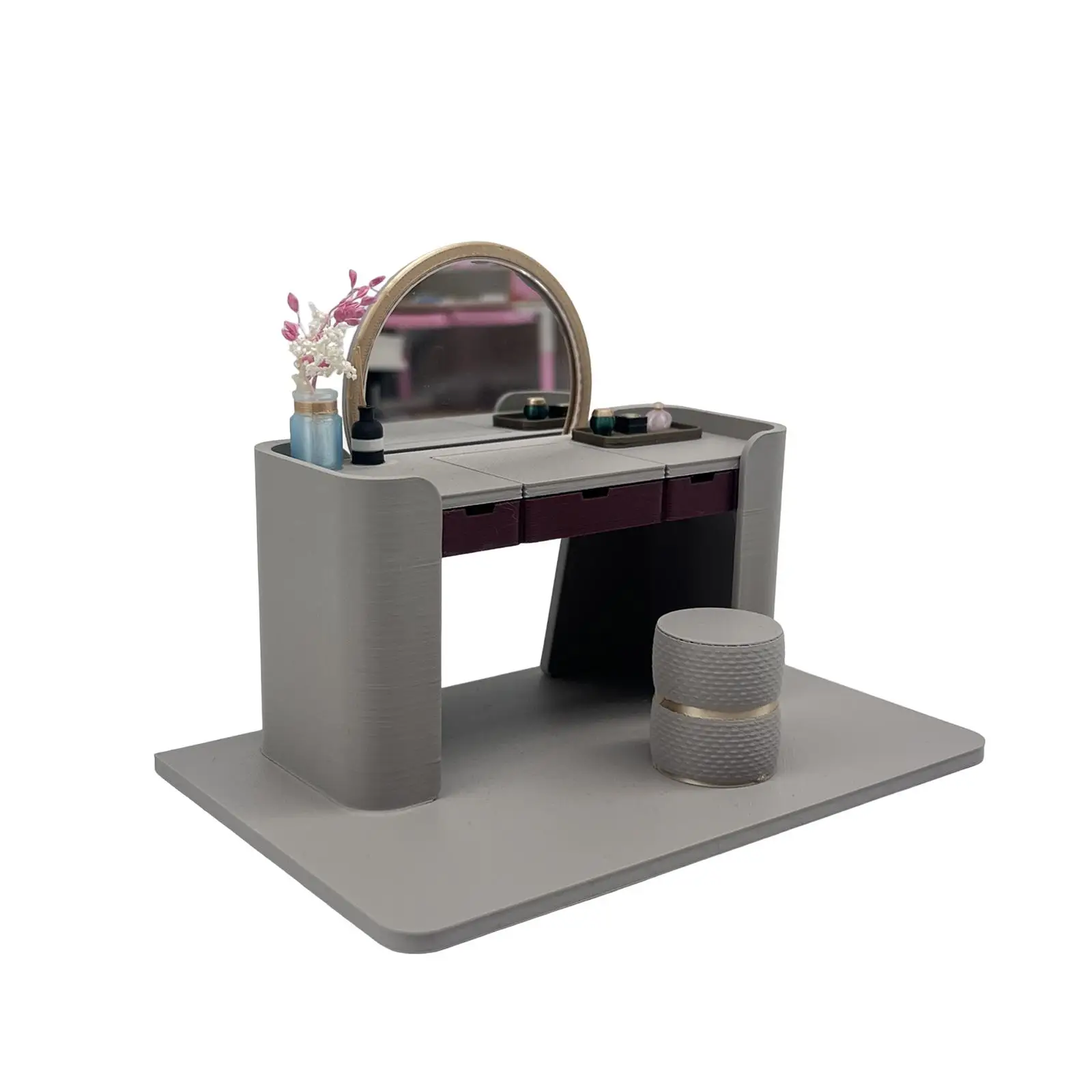 Dollhouse Miniature Vanity Table Model,Tiny,Pretend Play,Simulation,Mini House Accessories,Dollhouse Furniture for Doll House