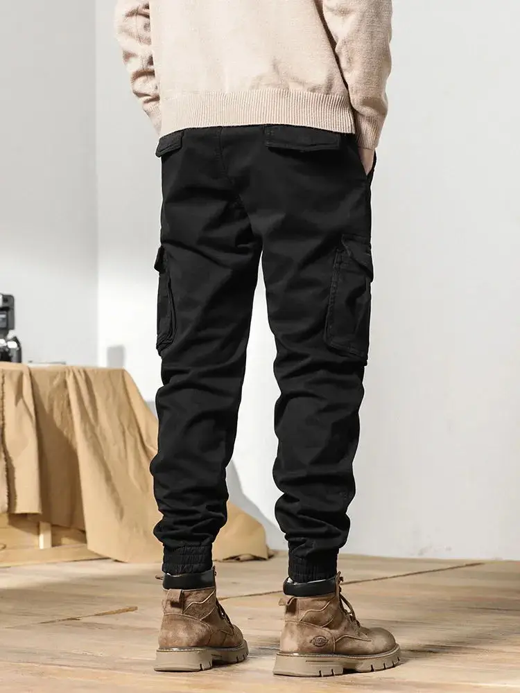 2023 New Multi-Pockets Winter Cargo Pants Men Fleece Liner Thick Warm Slim Fit Joggers Streetwear Casual Cotton Thermal Trousers