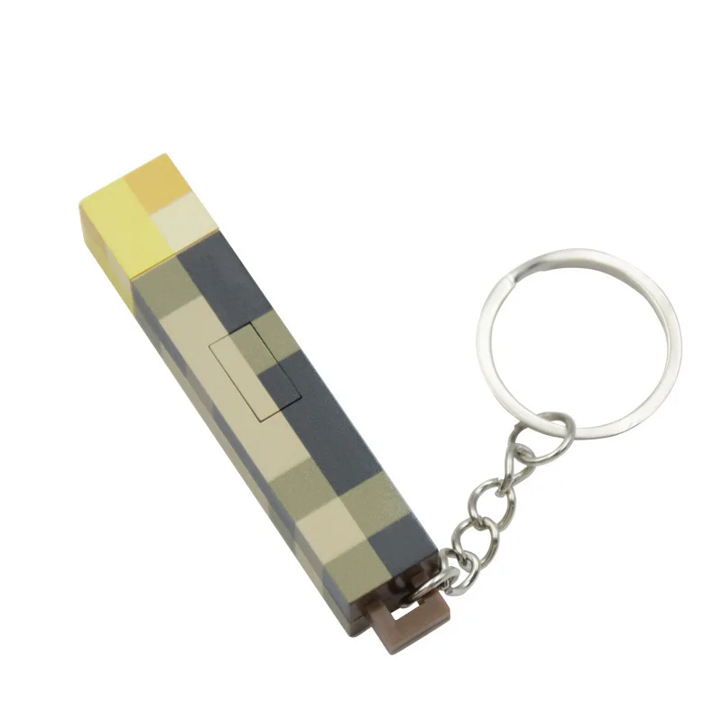 Minecraft الكرتون MC المفاتيح الشعلة مضيئة المفاتيح بلدي العالم براونستون الشعلة مصباح ظهره قلادة الرجال النساء مجوهرات هدايا