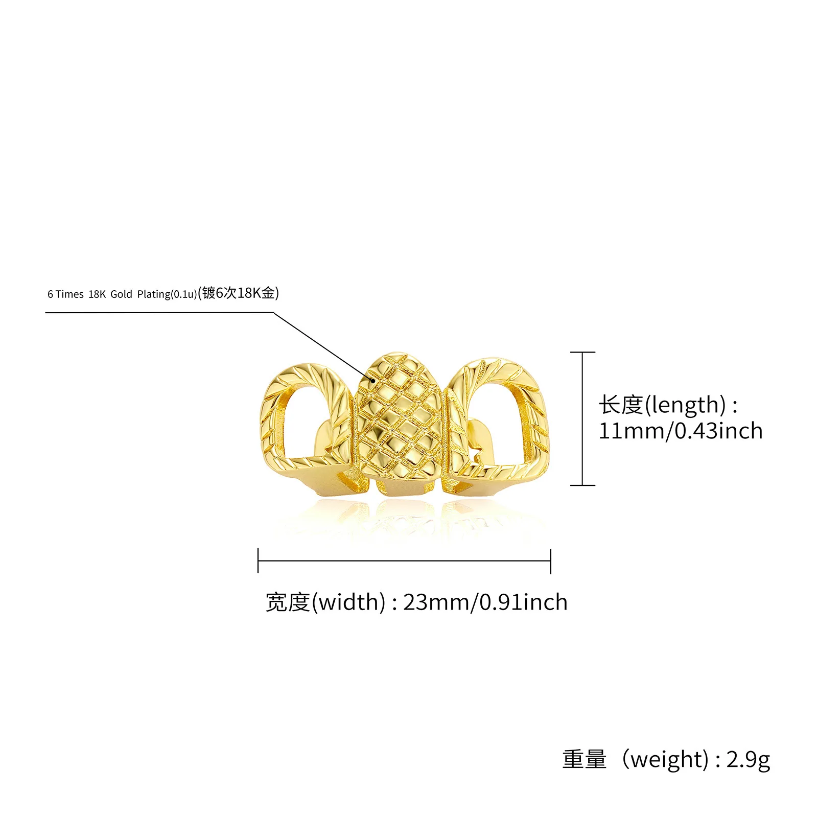 YOUNGX الهيب هوب 3 ألوان تويست نمط الأسنان Grillz المألوف جوفاء خارج الأسنان قبعات للنساء الرجال المجوهرات تأثيري هدية #5