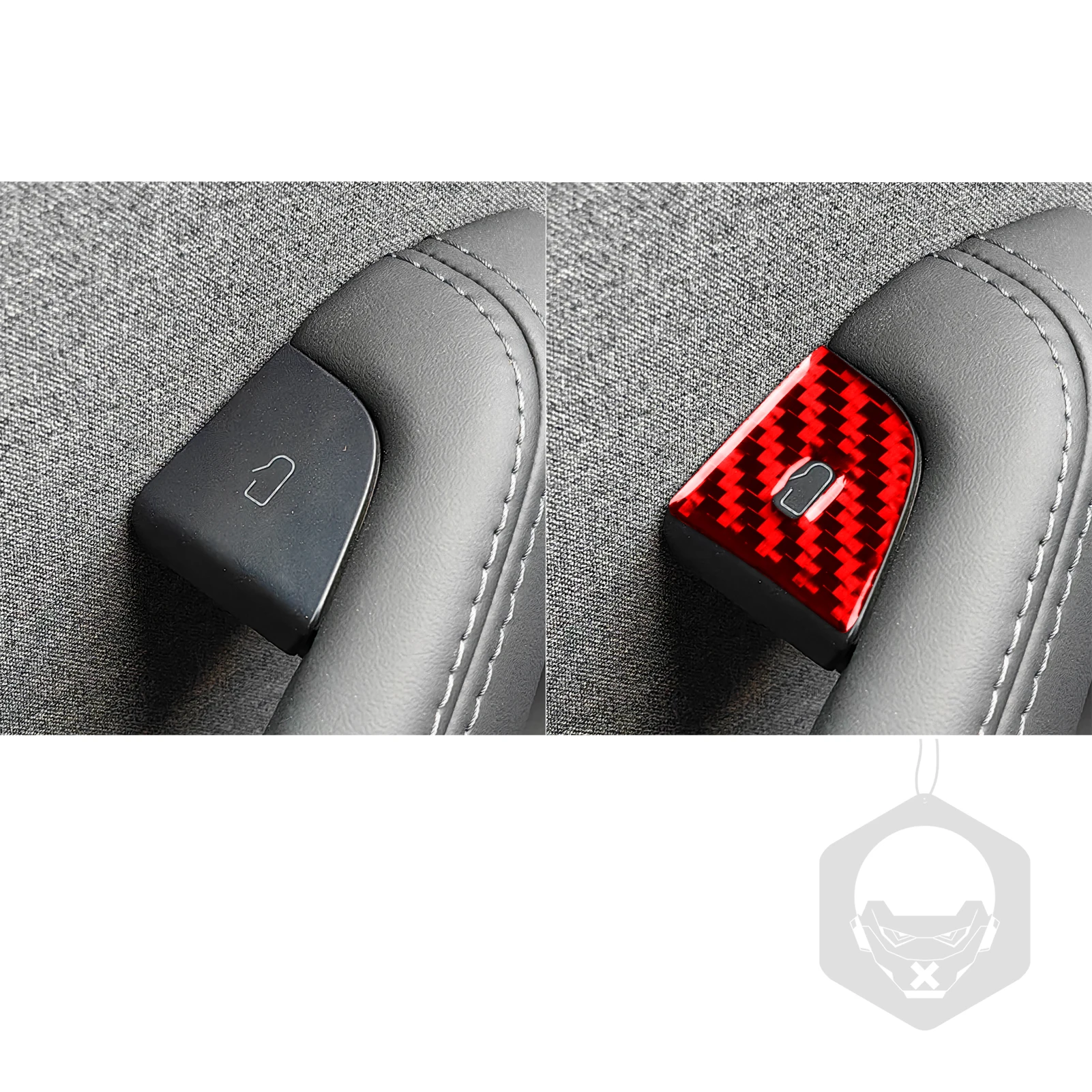 For Tesla Y 2023—2025 Car Open Door Switch Cover Button Frame Trim Red Real Soft Carbon Fiber Interior Car Accessories Stickers