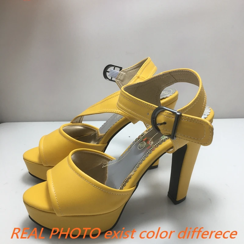 ASILETO Brand Women Sandals Peep Toe Chunky Heel 12cm Platform 3cm Buckle Strap Dating Female Shoes Plus Size 48 49 50