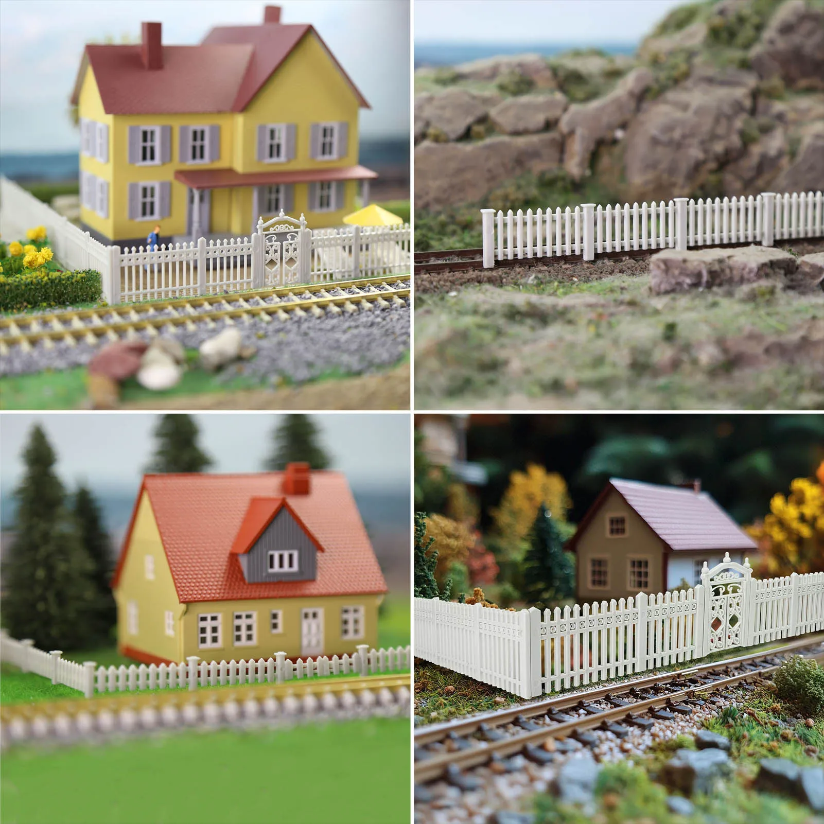 Eevemodel O HO N Scale White Building Fence Wall for Model Trains Diorama Scene