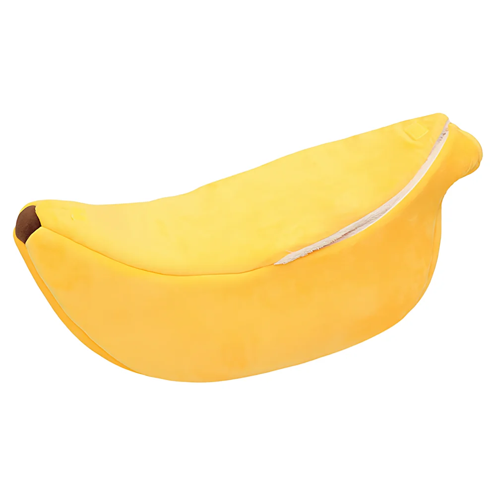 Pet Banana Style Covered Bed, Winter Summer No-Pillow Cat Dog Bed, 4-Season Dog Sleeping Nest, 1PC view 4