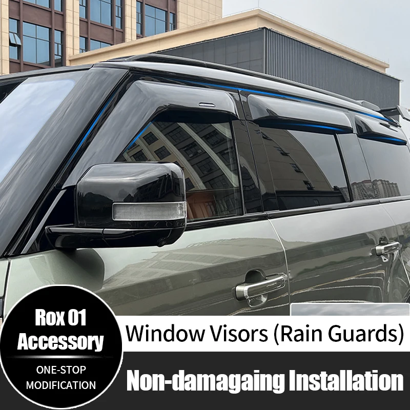 

For ROX 01 Jishi 01 Widened Thickened Rain Guards Window Visors Sun Shade Deflector Awning Shield Vent Guard Car Accessories
