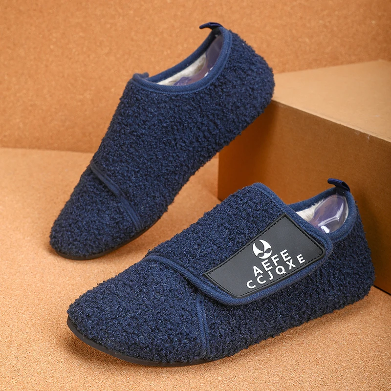 MAEDEF Winter Cotton Shoes Men Warm Slip on Lightweight Slippers Men Plush Bedroom Home Cotton Loafers Men Winter Warm Shoes