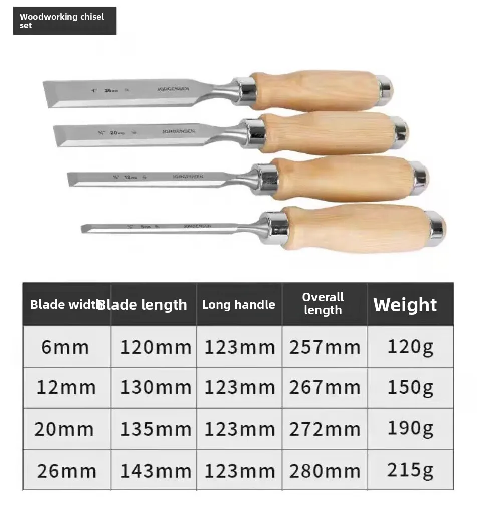 Wood Chisel & File Set, Woodworking Carving Chisels with Maple Handle, Flat Chisel for Carpenter