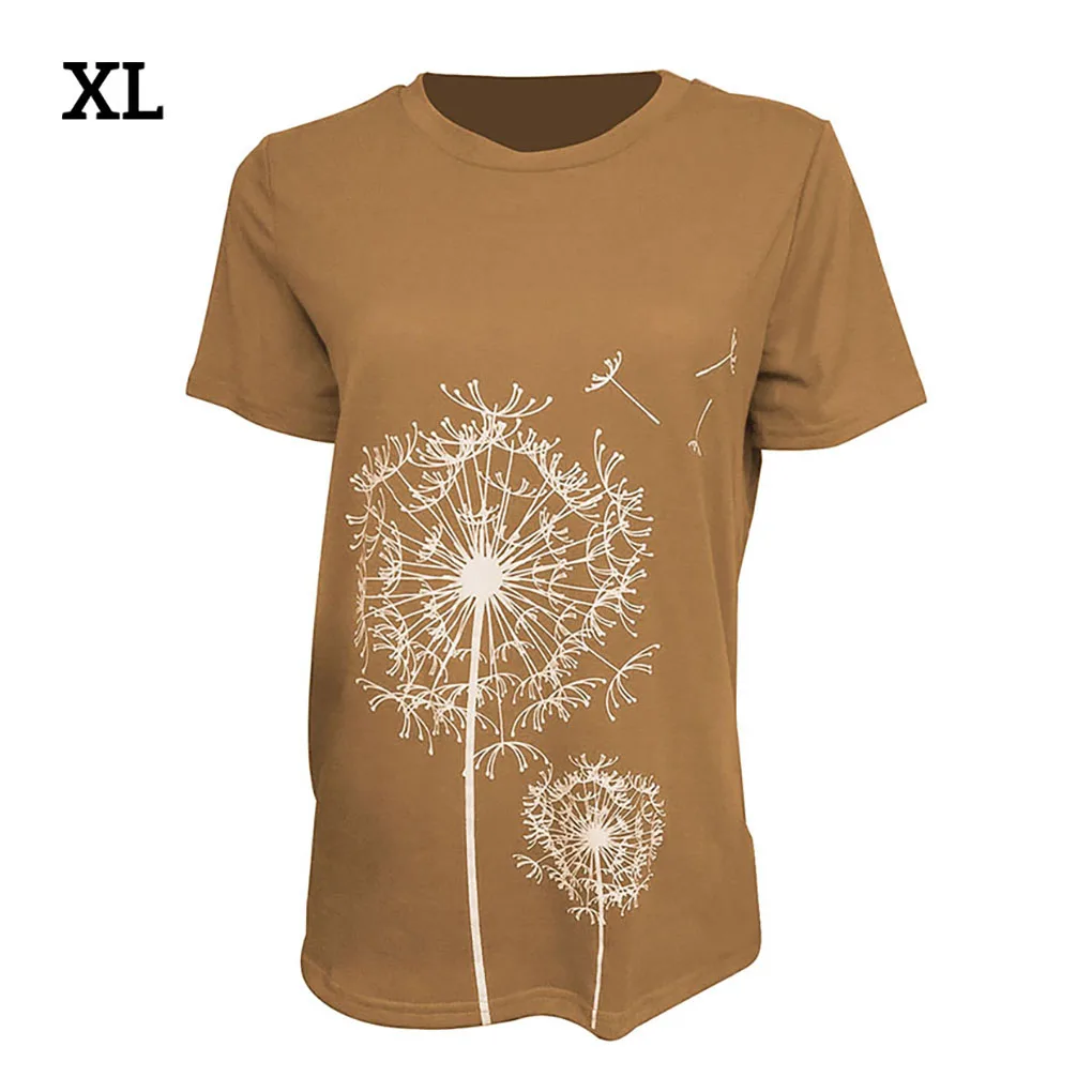 

Женские футболки с коротким рукавом и принтом одуванчика, в стиле плиссе, топы, одежда, модный аксессуар, повседневная носка, темно-серый, размер L