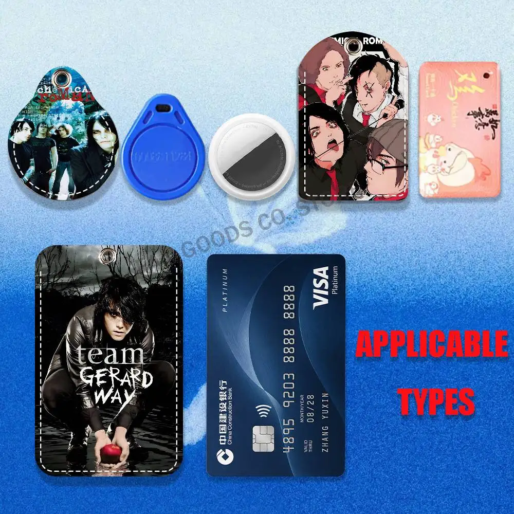 My C-Chemical Romance MCR Cartoon Movie Singer Game Anime Leather Card Holder Store Access Control ID Card Subway Air Tag Case view 3