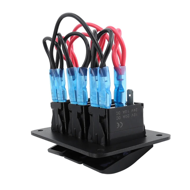 AASS-Car Boat 5 Pin 3 Gang Switch Toggle Panel 12V/24V Blue Light For RV Yacht Ship