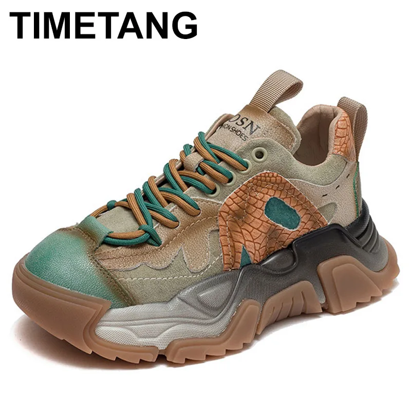 

2025 New Spring Autumn Retro Lace-up Casual Round Toe Loafers Women Genuine Leather Flats Shoes