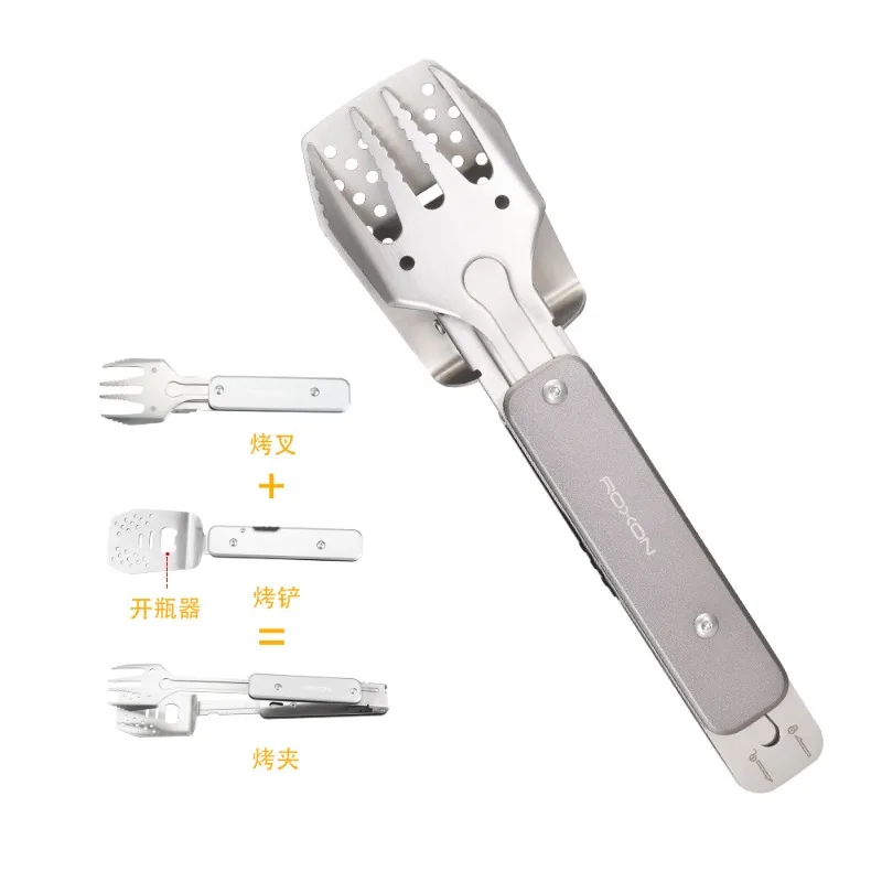 The latest ROXON S602 multi-functional tableware outdoor camping barbecue clip, four-in-one combination tableware