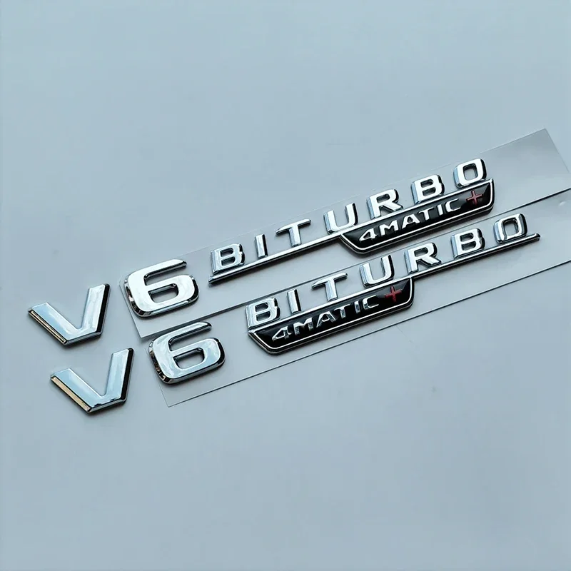 2017 плоские буквы V6 Biturbo 4matic 4matic + ABS автомобильная эмблема для Mercedes Benz AMG C43 GLC43 наклейка с логотипом на боковую табличку на крыло