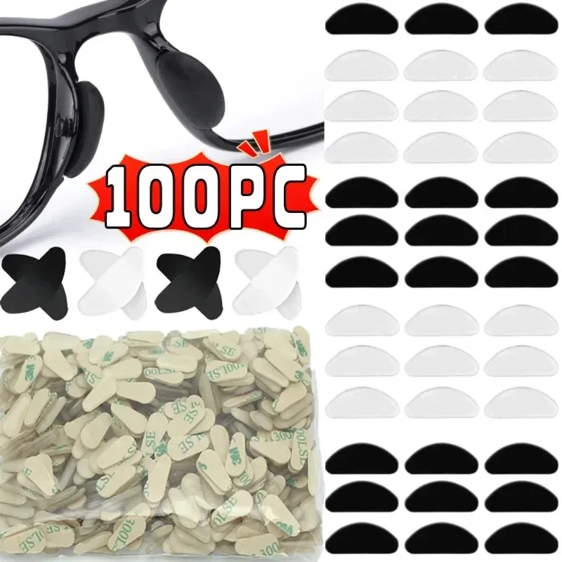 10-100Pcs Adhesive Nose Pad, Eyeglass Nose Pads Stick On Silicone Anti-Slip for Sunglasses Thin Nose Pads Eyeglasses