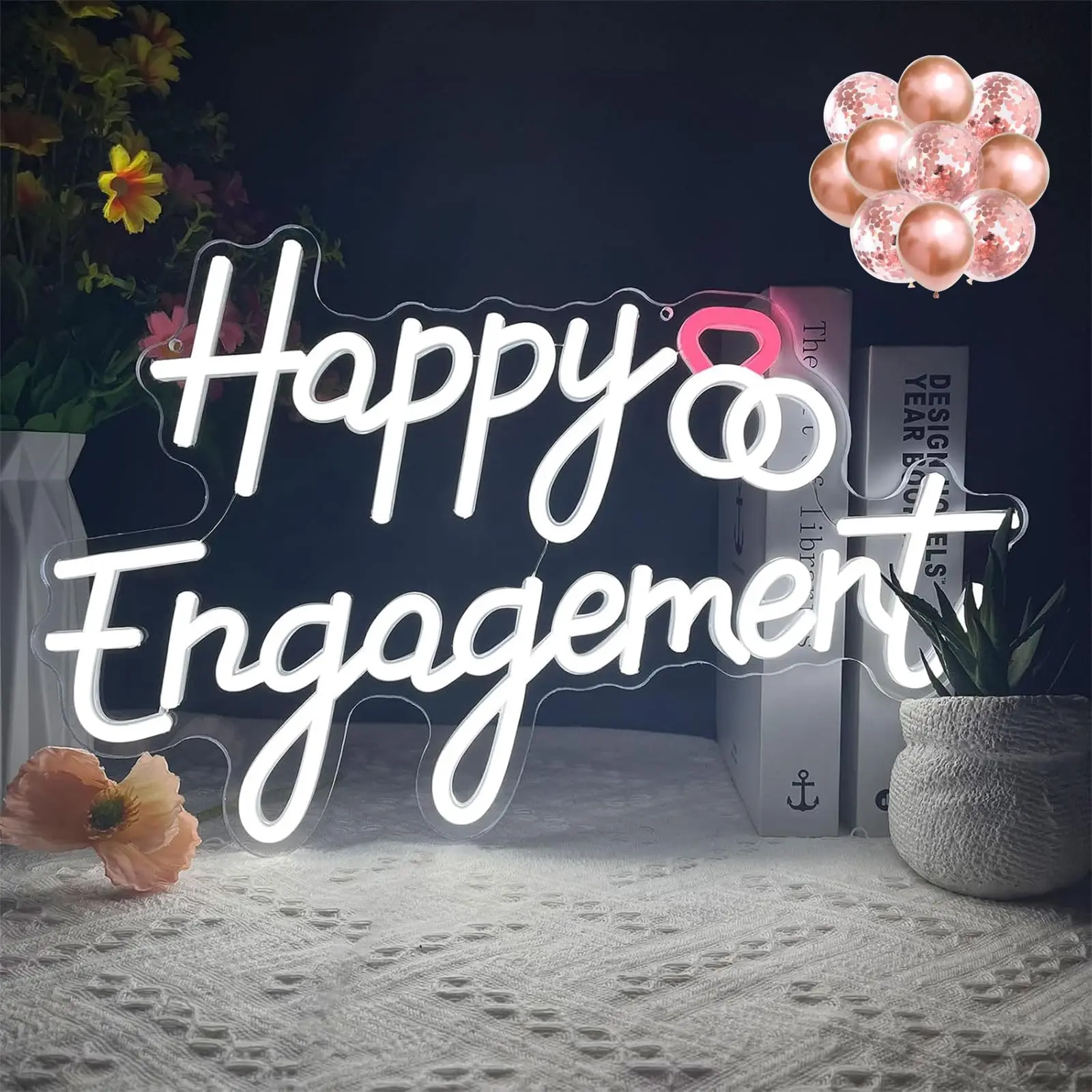 

Happy Engagement Neon , Engagement Party Signs LED Engaged Neon Lights for Wedding Bachelorette Party Shower Bride to Be Decor