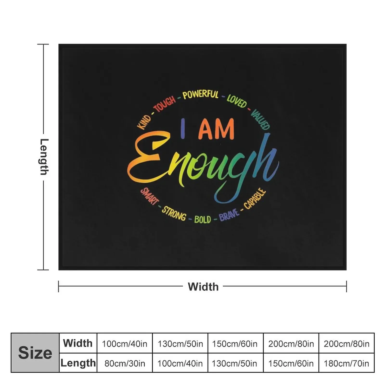 I am enough Kind Tough Powerful Loved Valued Throw Blanket Summer Single Blankets