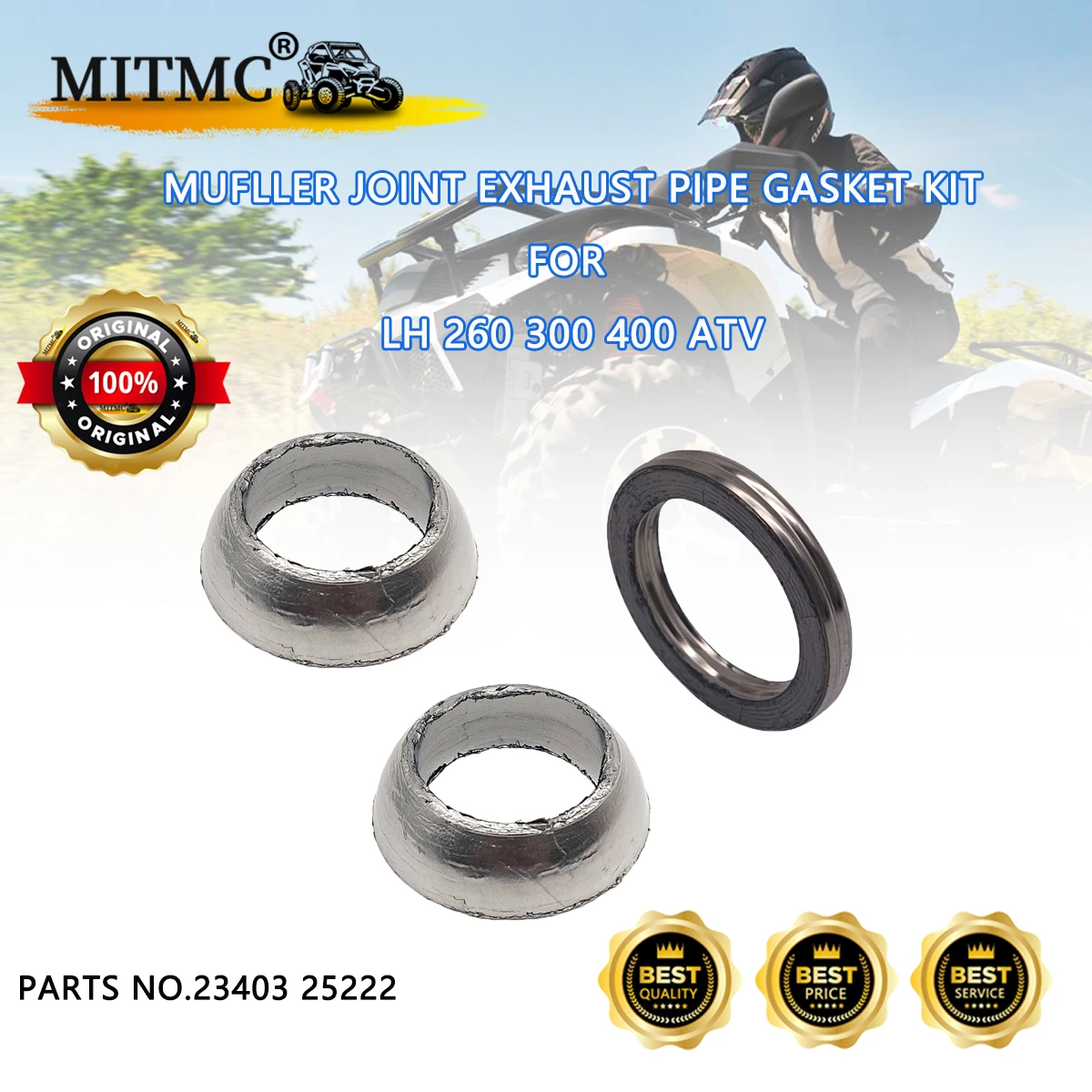 3pc Mufller Joint Exhaust Pipe Gasket Kit For LH 260 300 400 ATV LH260 LH300 LH400 25222 23403