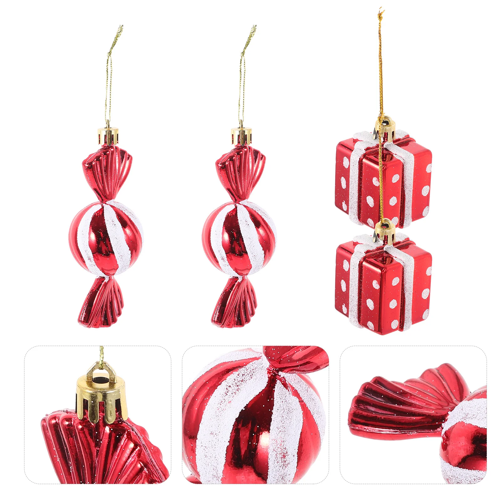 

4Pcs Christmas Tree Pendants Hanging Ornaments Xmas Party Decorations Candy Design for Door Wall Garden Indoor Outdoor