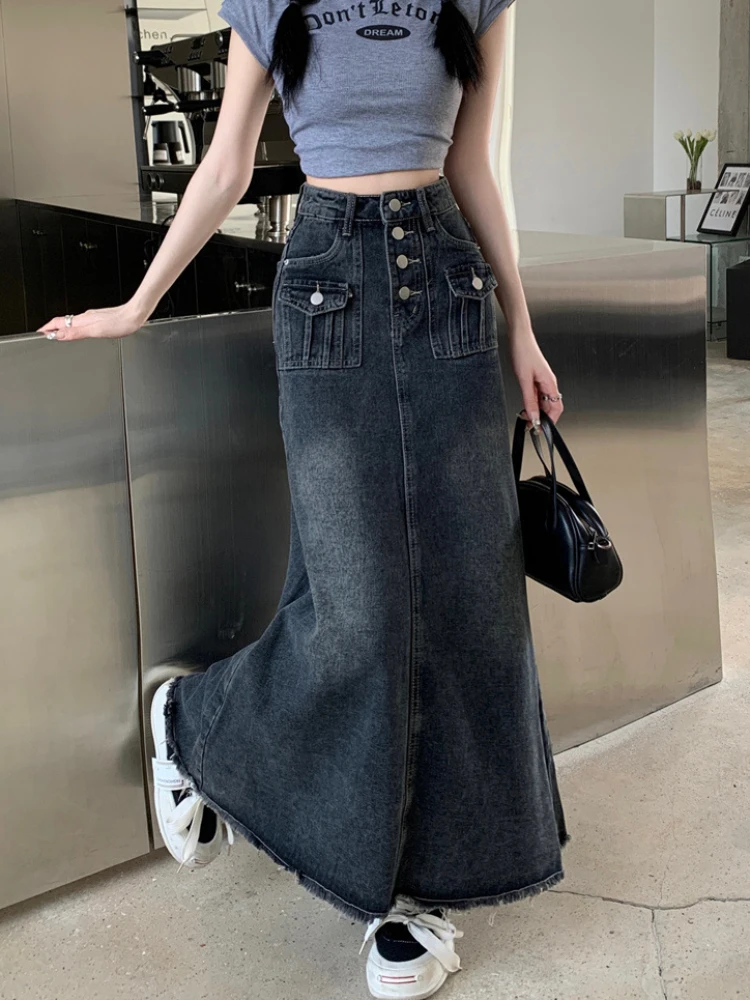 Eight Sizes Skirts Women Korean Style Denim Gentle Spring All-match Retro Streetwewar Y2k Hotsweet Girls Sylish Chic Basic New