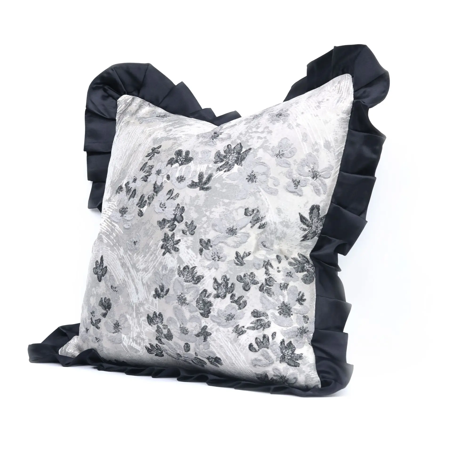 Luxury Jacquard Cushion Cover 45x45cm Ruffle Romantic Design Pillowcase Soft Room Decor Throw Pillow Cover For Sofa