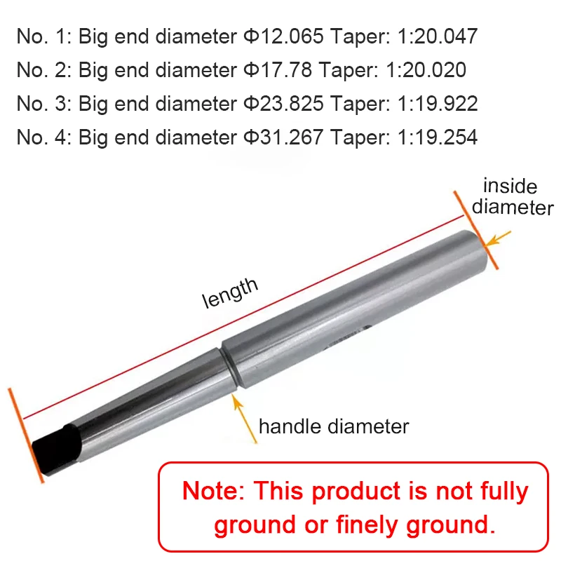 Imagem -04 - Morse Taper Extensão Soquete Manga Adaptador Reduzindo Broca Manga Mt1 Mt2 Mt3 Mt4 1pc