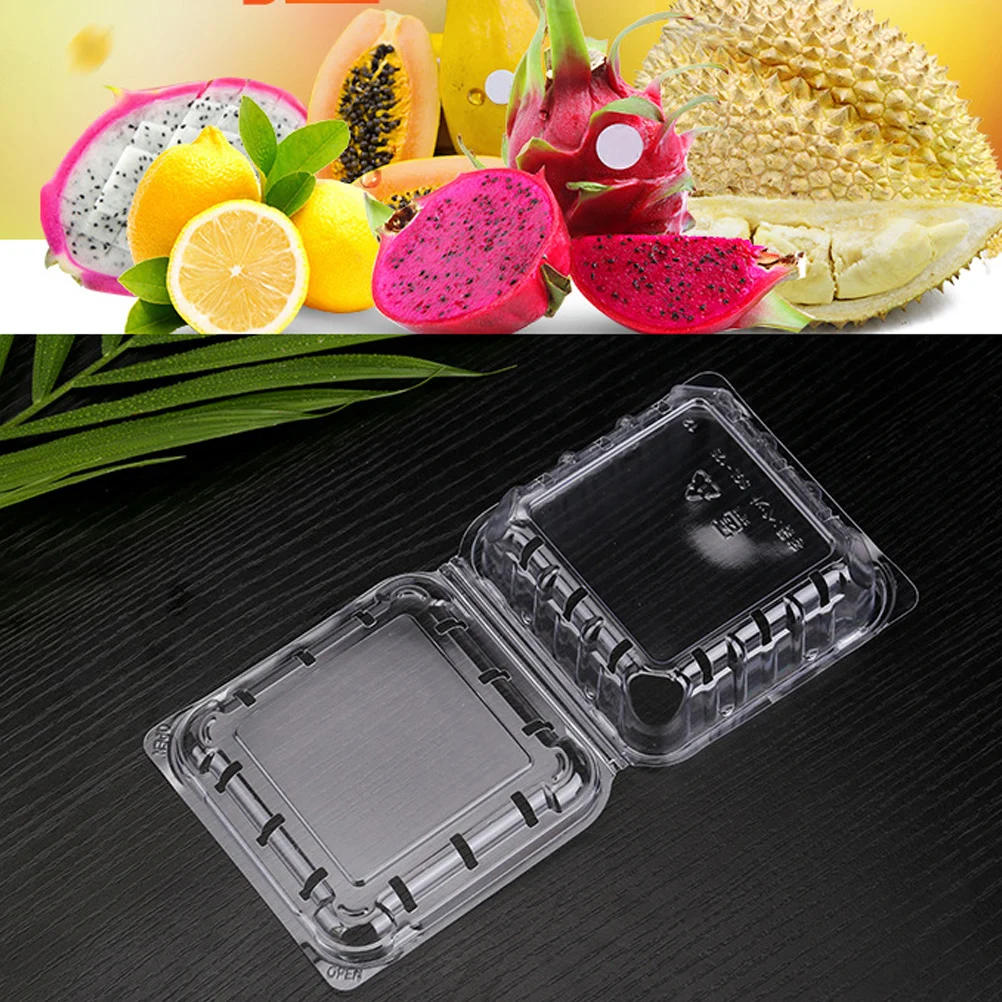 

40PCS Transparent Packing Box Thickened Square Breathable Packing Box Disposable Fruit Box Plastic Uptake PET Packing Box