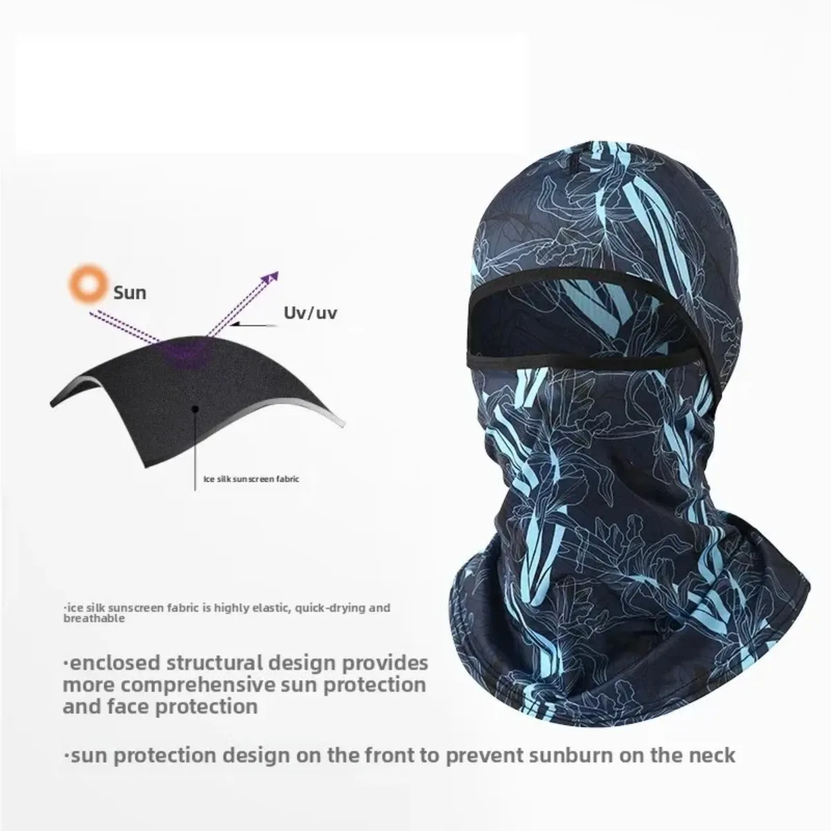 Breathable Headwear Ice Silk Cooling Balaclava UV Protection Full Face Sun Mask Uses For Cycling Motorcycle Outdoor Sports