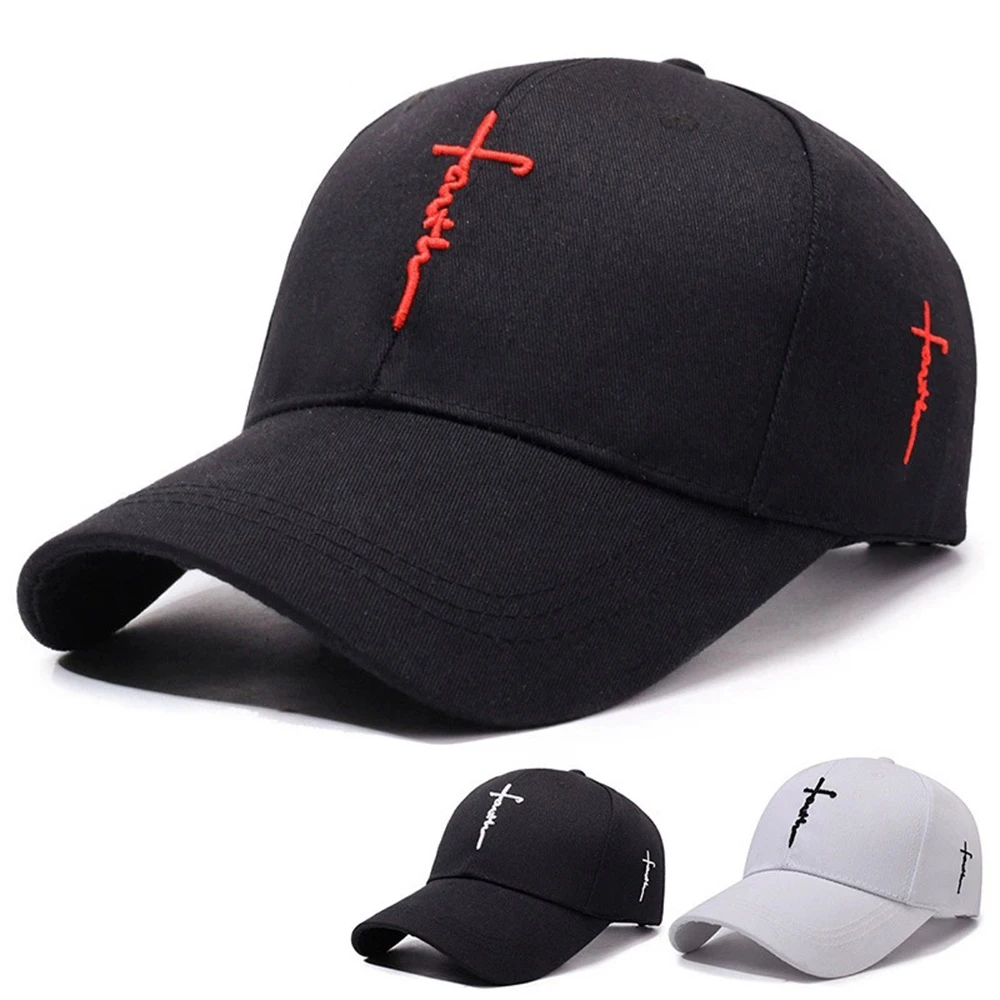 Embroidery English Cross Casual Baseball Cap Men's Women's Youth Adjustable Hat