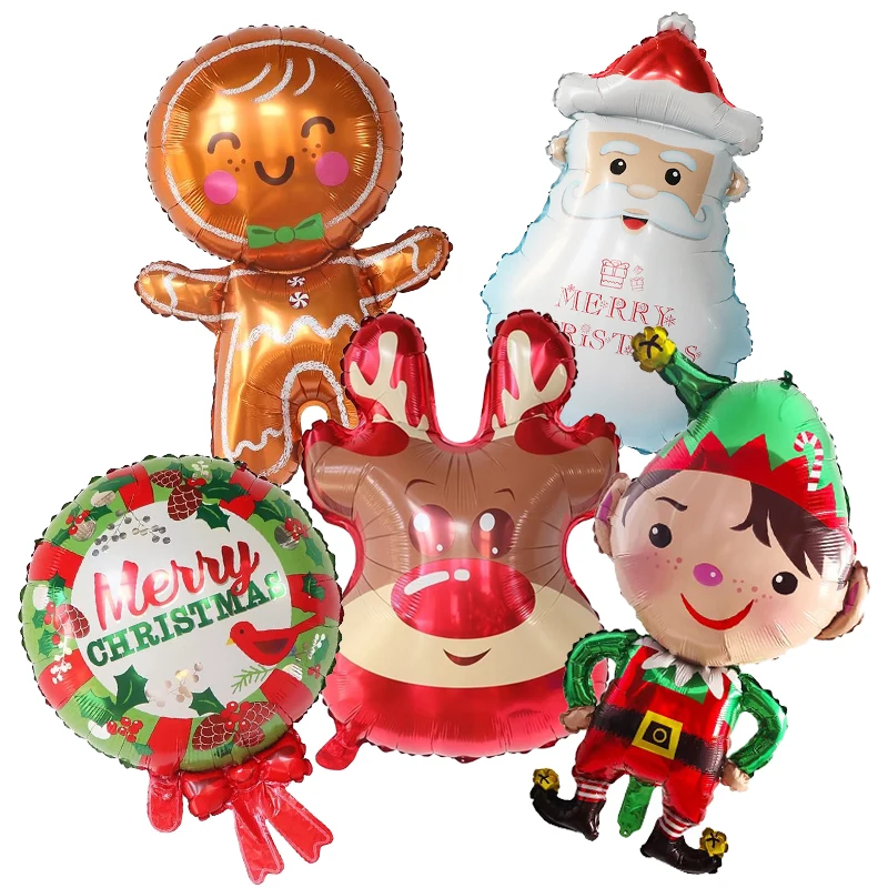 5pcs Christmas Foil Helium Balloon Santa Snowman Penguin Candy Merry Christmas Theme Party Decoration Air Globos Kids Gifts