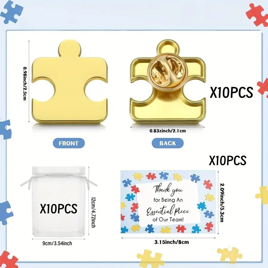 1/5/10/20/50/100pcs Thank-You Gifts for Employees: 30/60 Welcome to Our Team - Wholesale Puzzle Pins with Thank-You Cards and Or