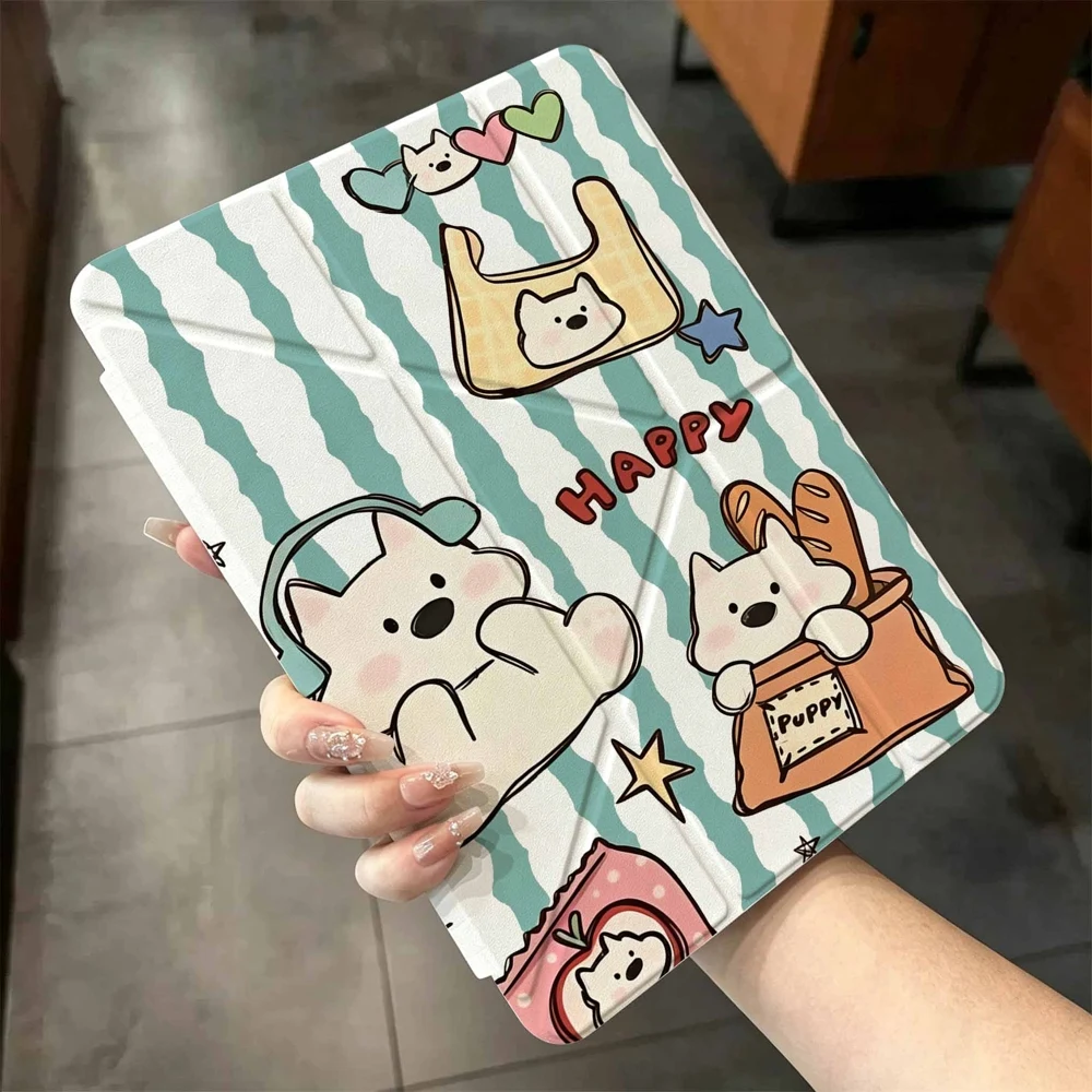 Casual Dog blue Outlines For iPad mini Air Pro 13 12.9 11 10.9 10.5 10.2 9.7 8.3 7.9 inch 5 6 7 8 th Pen slot Tablet Case