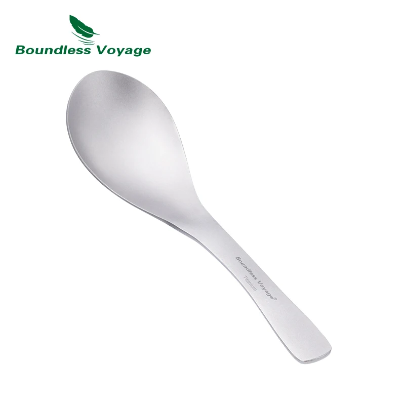 Boundless Voyage Titanium Spoon with Carry Bag Outdoor Flatware Cooking Utensils  for Camping Travel Home Ti1067T