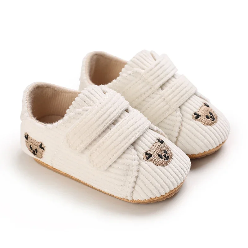 0–18 Monate Baby-Sneaker mit Bären-Stickerei für Jungen und Mädchen, Lauflernschuhe für Kleinkinder, weiche Sohle, Cord, lässige Babyschuhe – Detail 18