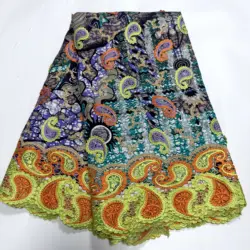 100% Cotton African Glitter Wax Fabric 5Yards Soft Fashion Cord Lace for Women's Dresses Embroidery Sewing Lace