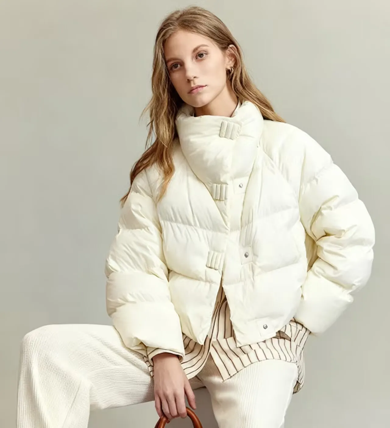 

Parkas Womens Army Winter Flannel Quilted Double-Layered Buttoned Stand-Collar Extended Elegant Preppy College School Multicolor