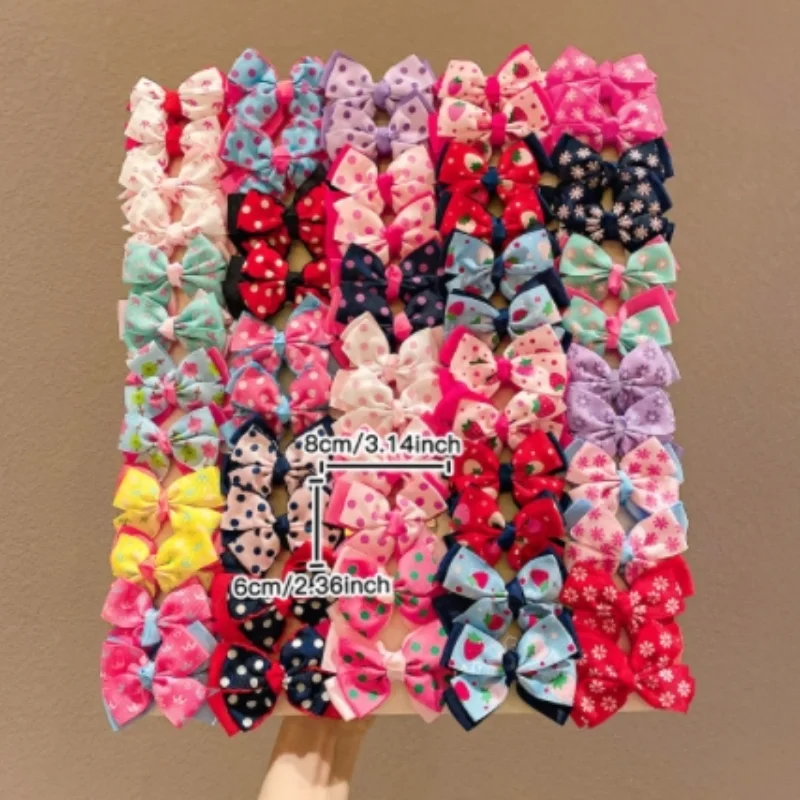 10Pcs Cute Bows Baby Hair Clips Floral Print Girls Princess Hairpins Barrettes Kids Hair Accessories