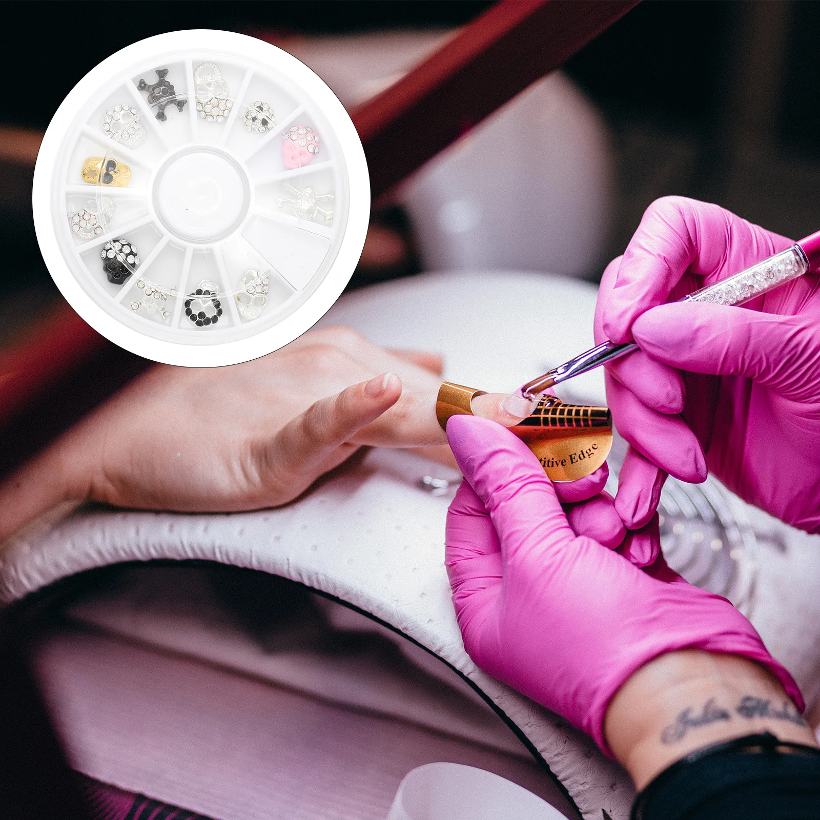 

12Pcs DIY Nail Art Skull Rhinestones Crystal Decals Elegant Manicure Accessories for Home Salon Nail Art Rhinestones