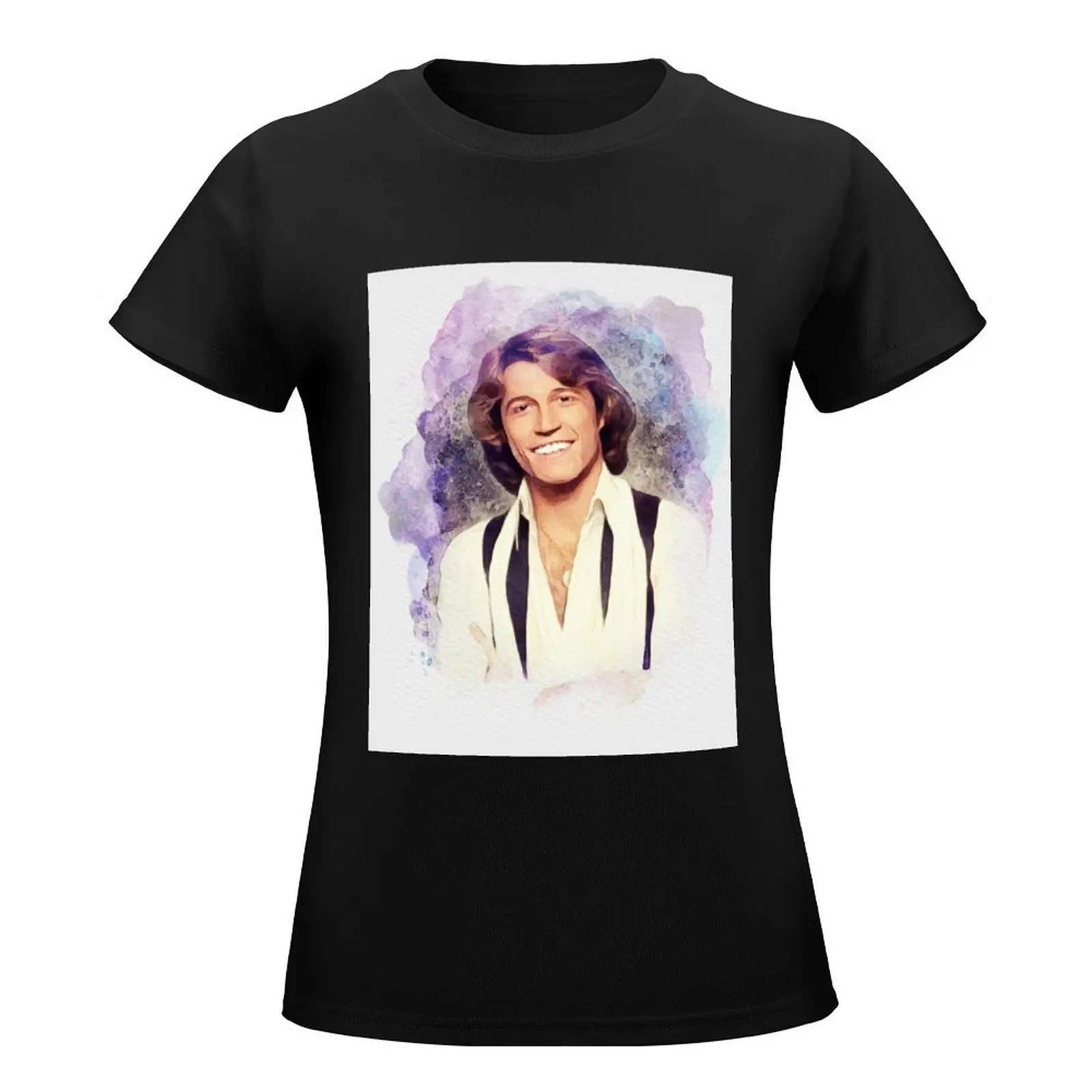 Andy Gibb, Music Legend T-Shirt graphics Female clothing plus size tops shirts graphic tees t shirts for Women loose fit