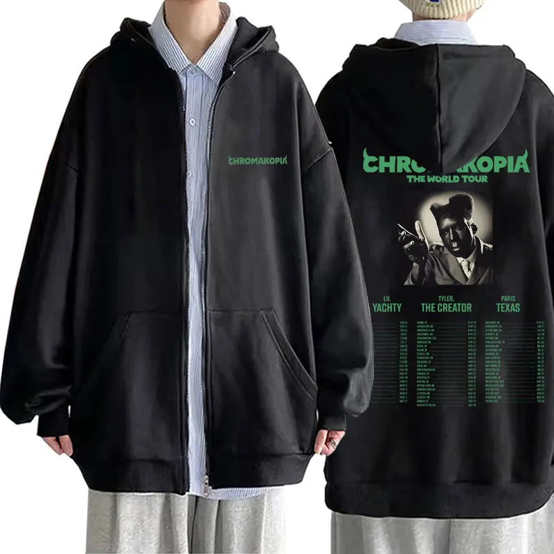

Rapper Tyler The Creator Chromakopia The World Tour Zipper Hoodie Men Women Fashion Hip Hop Long Sleeve Oversized Zip Up Jacket