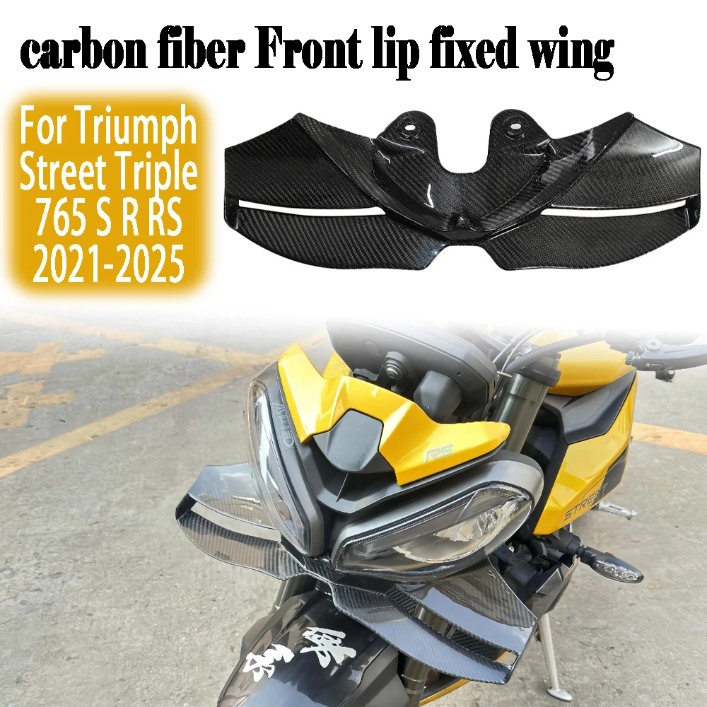 

For Triumph Street Triple 765 S R RS 2021-2025 carbon fiber Front Spoiler Kit Naked Frontal Spoilers Winglet Aerodynamic Wing