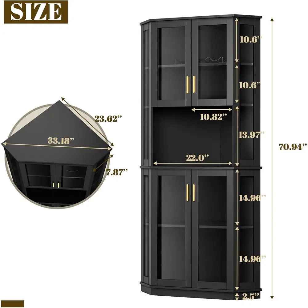 71'' Wine ar Cainet with LED Lights,5-Tier Tall Home Liquor Coee ar Cainet W with Tempered Glass Door & Glass Rack, Alcohol Cain