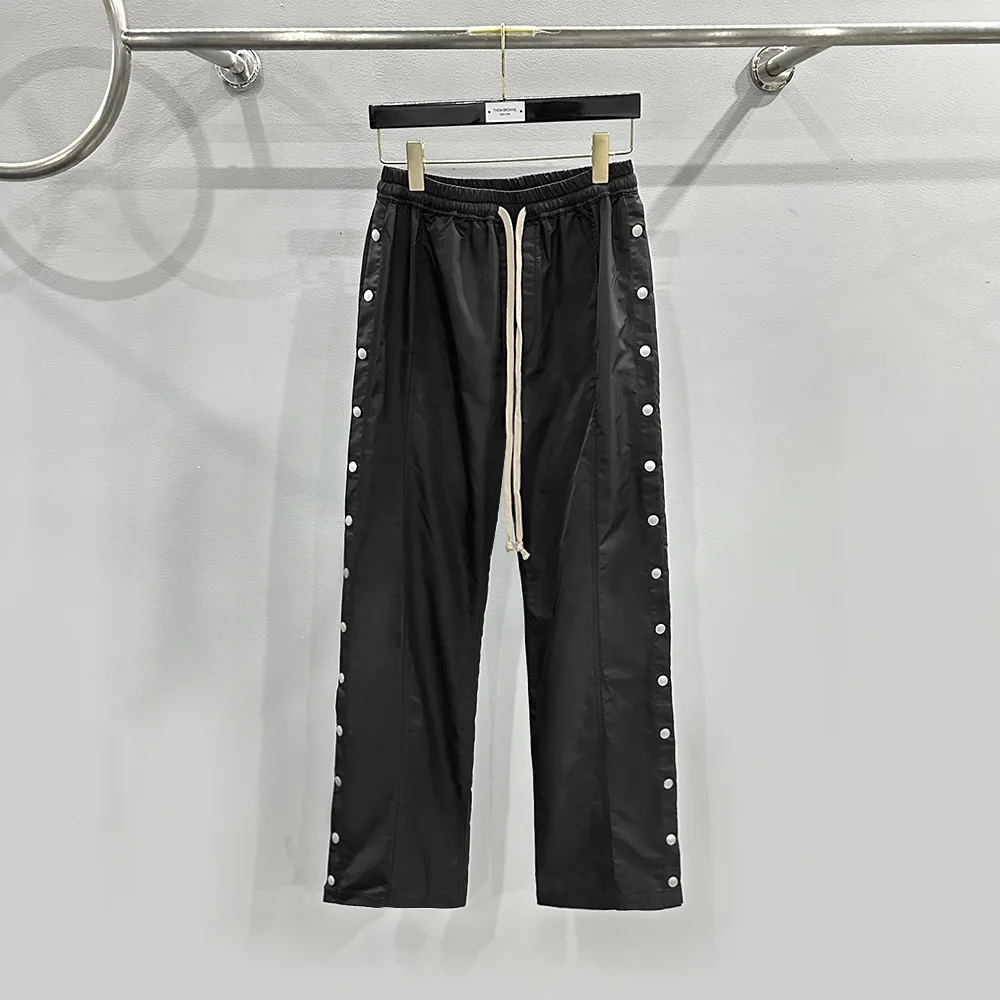 Niche Designer Style Men's Pants American High Street Breasted Summer Thin Loose Straight Quick-Drying Casual Long