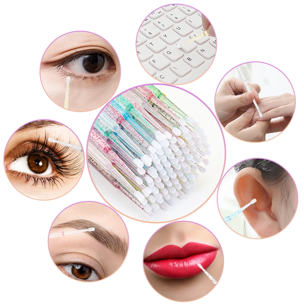 200pcs Eyelash Extension Supplies Kit Disposable Lash Spoolies Brushes Micro Cotton swab Brush Mascara Wand Lipstick Applicator